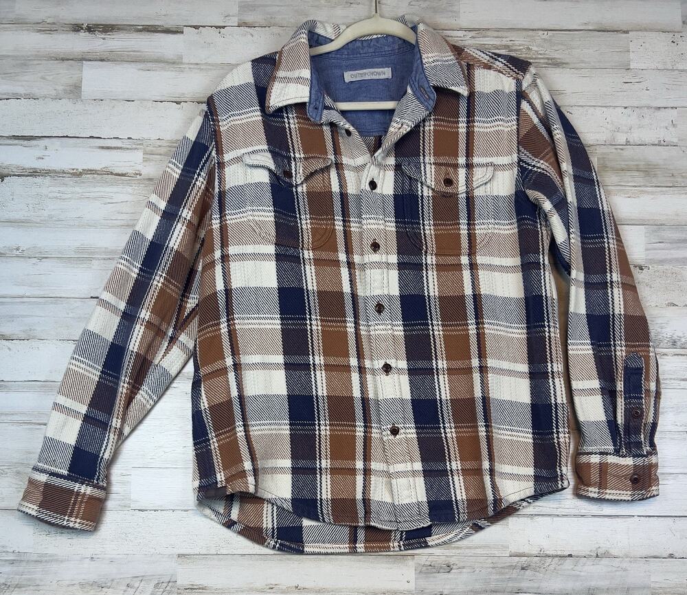 Outerknown Blanket Shirt Mens M Organic Cotton Plaid Heavyweight Flannel